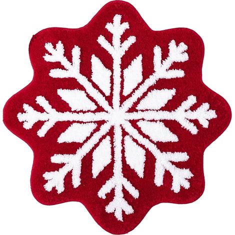 Tapis De Bain Forme Flocon De Neige - Tapis Anti-dérapant Rond Pour Salle De Bain Cuisine Et Entrée - 40 X 40 Cm - Rouge - 1 Pièce (1/5)