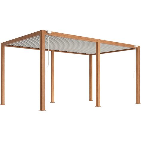 Casetta per terrazzo bioclimatica autoportante con lamelle orientabili 15 m² Naturale scuro - AMALFI