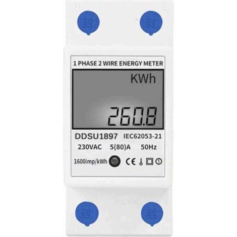 Compteur Électrique Rail DIN Monophasé - Mesure Précise 80A - Installation 1F/2F - Pour Tableaux Électriques Professionnels (1/4)