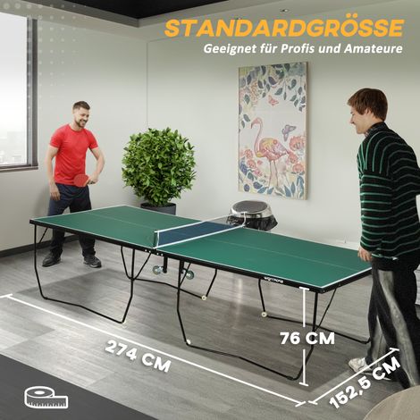 Table de tennis de table pliable, kit complet avec 8 roulettes, raquettes et balles fournies, dimensions 274 x 152,5 x 76 cm, couleur verte