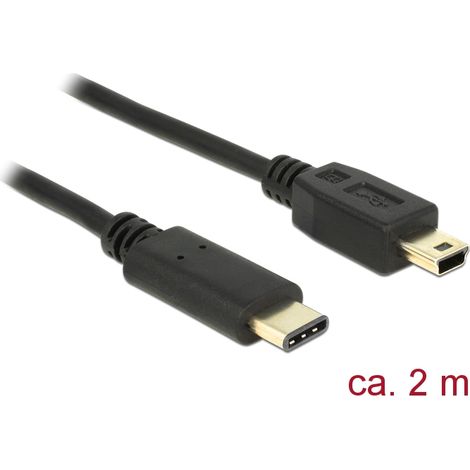 Delock Cable USB Type-C⢠2.0 macho USB 2.0 tipo Mini-B macho 2,0 m negro