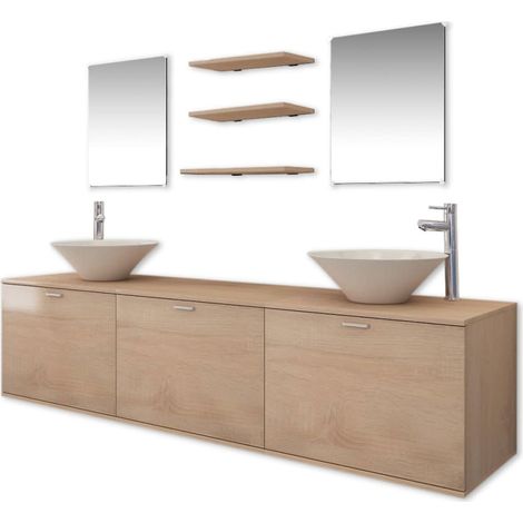 Maison Exclusive - 10-tlg. Badmöbel-Set mit Waschbecken und Wasse