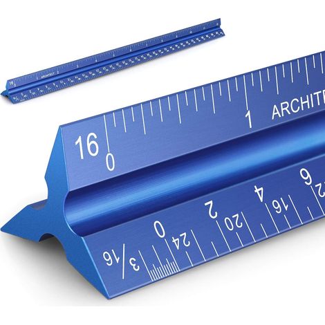 Règle Architecte - Triangle Aluminium 30 Cm - 6 Échelles - Pour Dessin Technique Et Plans - 1 Pièce (1/5)