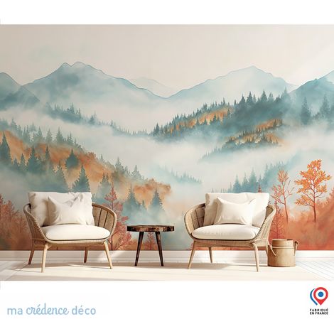 Papier peint : Bouc et montagnes, Alpes - Intissé - L.400 x H.280 cm - Marron clair (1/3)