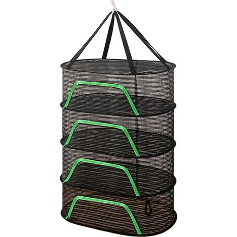 Tendedero plegable para verduras, pescado y productos deshidratados, red multicapa, soporte multifuncional, diseño resistente al viento, cremallera protectora, 4 capas de 40 x 60 cm. (1/5)