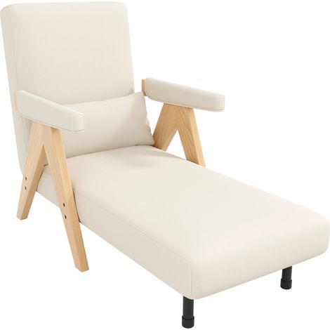 Canapé-lit Adulte 87x64x60 Cm En Lin Beige — Fauteuil 3-en-1 Transformable : Assise, Lounge, (1/5)