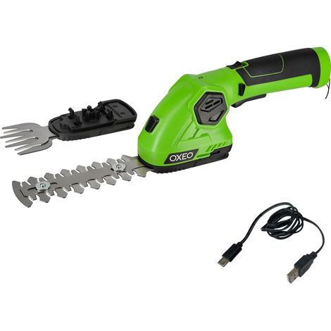 Cisaille à gazon - sculpte buisson taille-herbe sans fil avec Batterie 2000mAh - Câble Charge USB C - 2 lames - Poignée rotative