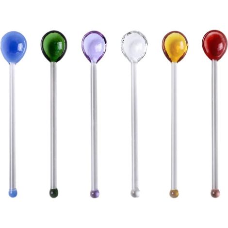 Cuillère à Café En Verre - Agitateur Résistant à La Chaleur Pour Boissons Chaudes Et Froides - Usage Domestique Et Restaurant - Lot De 6 (1/5)