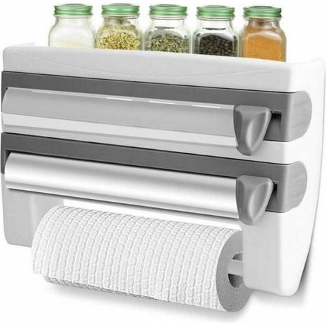 Distributeur Papier Aluminium Film Étirable - Lame Tranchante - Support Mural Cuisine - 39 x 10 x 24 cm - 1 Pièce (1/5)
