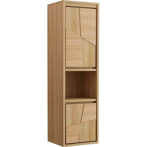 Colonne de salle de bain suspendue en teck - H140 cm - SUMBAWA (1/4)
