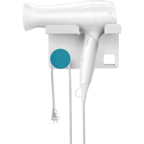 Support Sèche Cheveux, Porte Sèche Cheveux Autocollant, Titulaires Sèche Cheveux, pour Salle de Bains, Chambre à Coucher, Salle de Bains, Salon de Coiffure (1/5)