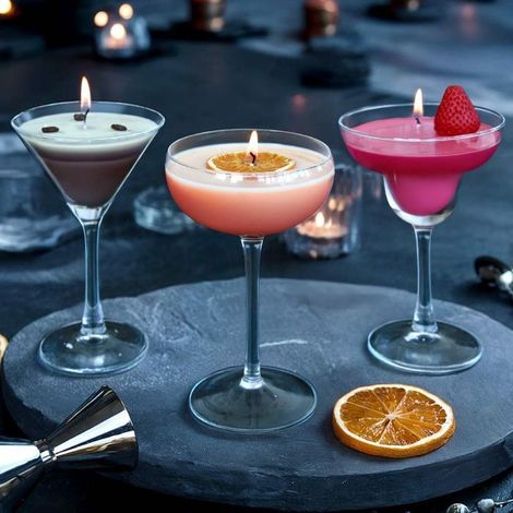Lot 3 Bougies Verres Cocktails - Blanc (1/4)