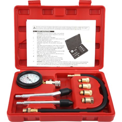 Fydun Cylindre Manomètre Moteur Cylindre Compresseur Testeur de Pression 8Pcs G326 Essence Manomètre De Gaz