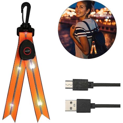 Lampe LED clignotante à lumière multicolore, réflecteurs rechargeables par USB, lumière de sécurité orange pour sac d'école (1/5)
