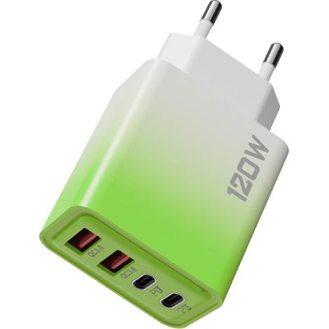 Chargeur à plusieurs niveaux de 120 W, 4 ports (2 ports PD + 2 ports USB-C), lot de 1 (1/3)