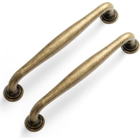 Tiradores de muebles de latón vintage de 2 piezas, tirador de cajón de armario vintage, tirador de muebles de cocina antiguos, distancia entre centros de 128 mm (1/5)