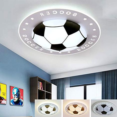 AUTRUCKER Plafonnier moderne et créatif en forme de ballon de football, avec télécommande, noir et blanc, 42 cm, tricolore, intensité variable (1/5)