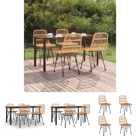 Gartenstuhl - vidaXL 5-tlg. Garten-Essgruppe Poly Rattan - Gartenesszimmer (1/5)