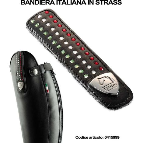 Einzigartig, Italienische Flagge mit Strass: Austauschbare BANDIERA ITALIANA STRASS Lederriemen für Tattini Stiefel Modell Neufundland und Retriever