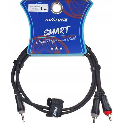 Roxtone SAYC150L1 - Cable de audio con conector estéreo de 3,5 mm / 2 x RCA (1 m)