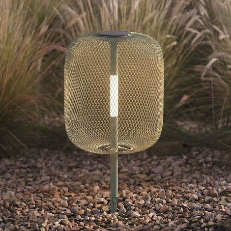 [GEBRAUCHT] B-Ware Lucande Gartenleuchte Faylen LED Außenlampe dimmbar salbeigrün IP65 68cm USB (1/2)
