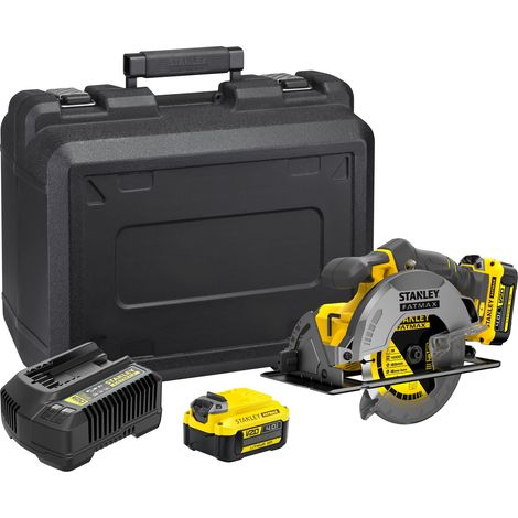 Stanley – Scie circulaire 165 mm SFMCS500M2KQW – Lithium 18V avec 2 batteries 4Ah – Moteur 4000 trs/mn pour coupes profondes dans le bois (1/5)