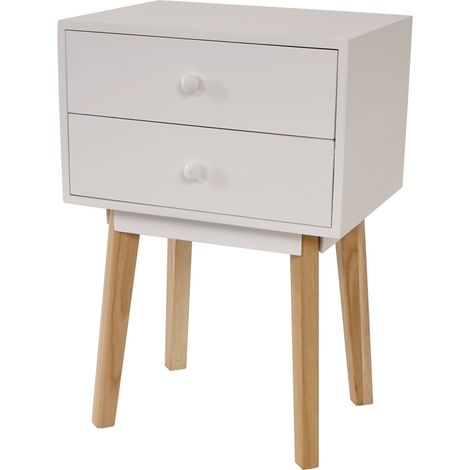 Meuble d'appoint table de chevet design rétro avec tiroirs 59x40x30cm en bois blanc 040002894 (1/5)