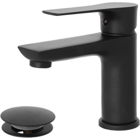 MISCELATORE MONOCOMANDO RUBINETTO LAVABO NERO OPACO SERIE FLAT FERIDRAS (1/3)
