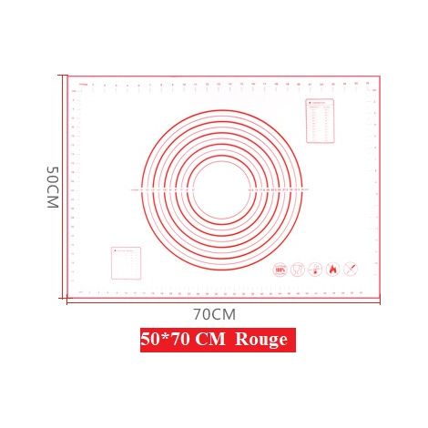 MINKUROW Alfombrilla Para Hornear De Silicona Antiadherente Con Medidas 1 Pcs Para 70 x 50 Cm (Rojo) (1/5)