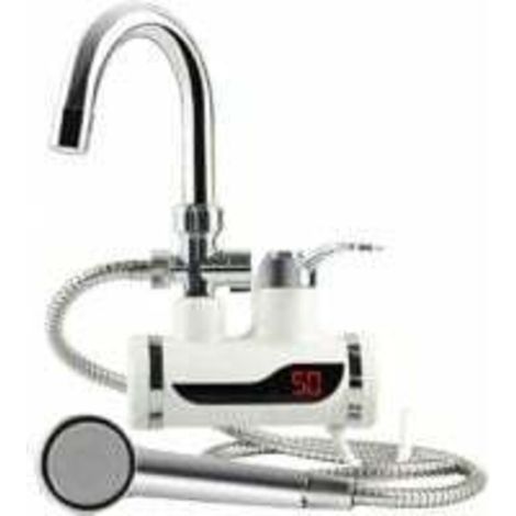 Rubinetto elettrico da 220 V con scaldabagno istantaneo e unità doccia, scaldabagno istantaneo con display LCD della temperatura, rubinetto per acqua calda, scaldabagno istantaneo per cucina -Crezuo