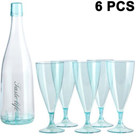 Flute À Champagne - En Plastique Incassable Bpa Free - Pour Extérieur Jardin Pique-Nique Plage Camping - Lot De 6 Pièces (5 Flutes + 1 Support Pour Bouteille) (1/5)