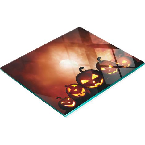 Tagliere da cucina decorativo in vetro con motivo zucche di Halloween, 60x52 cm (1/5)