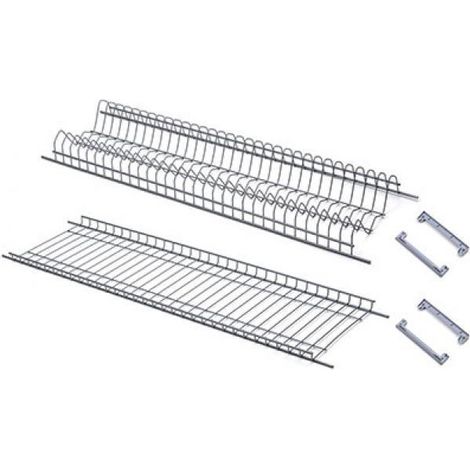 A tagA re en acier de 86 cm avec A gouttoir en verre, vaisselle et supports latA raux pour armoire de cuisine