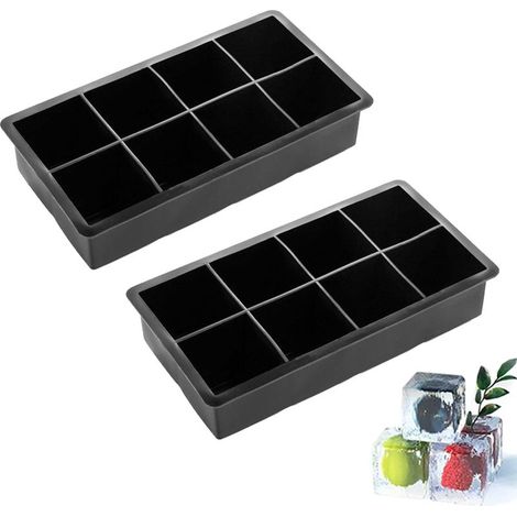 Silikon-Eiswürfelform – 8 quadratische Fächer – für Whisky und Cocktails – 2er-Set (1/5)