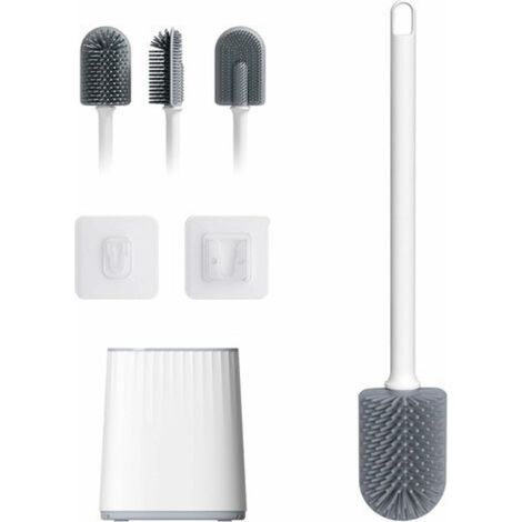 Brosse Toilette Silicone Plate Balayette Wc Antibactérienne Brosse Wc Avec Support De Séchage Rapide (1/5)