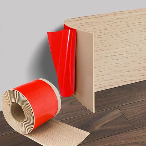 Plinthe plate en érable, 10 cm x 10 m, en PVC flexible, plinthe autocollante souple, plinthe décorative autocollante pour salon, chambre, cuisine (1/5)