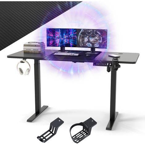 TolleTour Elektrischer Schreibtisch höhenverstellbar 140x60 cm – Einmotor Tischgestell 2-stufig 55x55 mm, Sitz-Steh Tisch mit Tischplatte, Schwarz