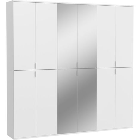 ProjektX Kleiderschrank 12 Türen weiß, Spiegel.