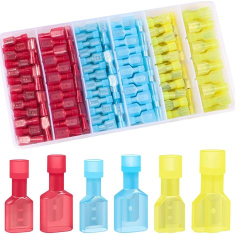 Packung mit 200 Nylon-Kabelschuhen für 0,5–6,0 mm² – Isolierte Flachstecker für Autos – Sortiment an Flachsteckern mit Steckverbindern