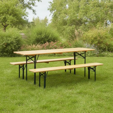 Bierzeltgarnitur Straubing 220x50cm Fichtenholz Klappbar Stabil für Feste (1/5)
