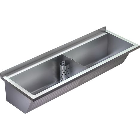 KWC AR Waschtrog, SIRIUS, Edelstahl,  2 Becken, 1420x346x500 mm, Abläufe mi.
