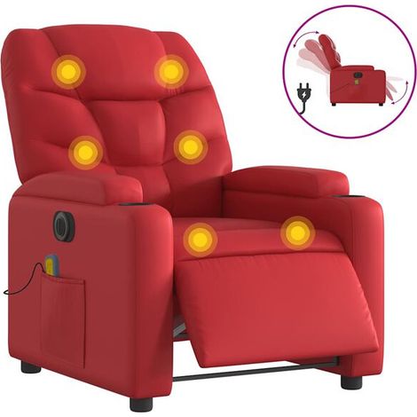 Fauteuil inclinable de massage électrique en similicuir rouge (1/5)