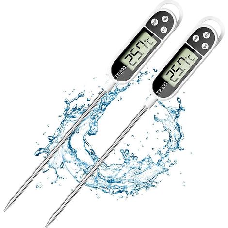 Lot de 2 thermomètres de cuisine numériques universels, sondes alimentaires précises à 0,1 °C avec sondes longues, thermomètre de cuisson pour barbecue, idéal pour la cuisson au four et les grillades. (1/5)