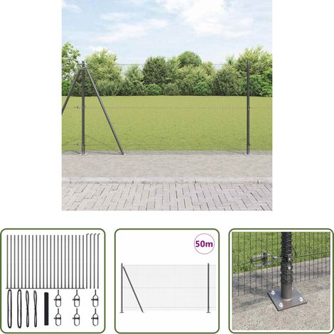vidaXL Clôture moderne - Poteau de clôture. Gris 50 x 1,2 m (maille 16 x 16 mm) (1/5)