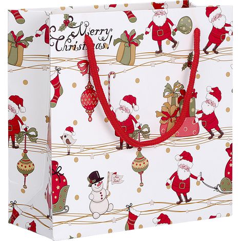 Sac Cadeau Papier Blanc Noël - Emballage Bonbons Et Petits Cadeaux - Usage Festif Et Durable - Lot De 1 Sac 20x20x8cm (1/5)