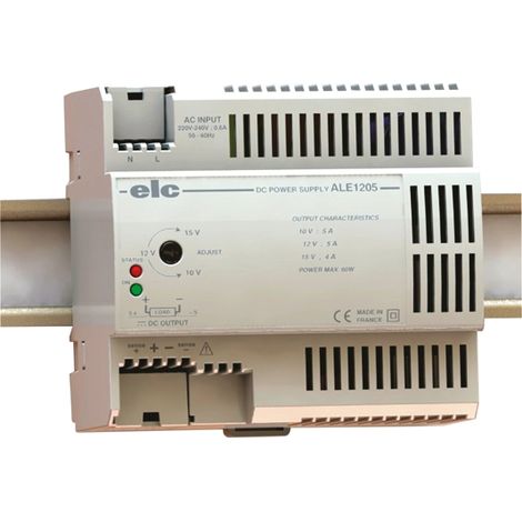 Alimentation pour rail DIN ELC, série ALE, 12V c.c. 5A, 190  264V c.a., 60W (1/2)