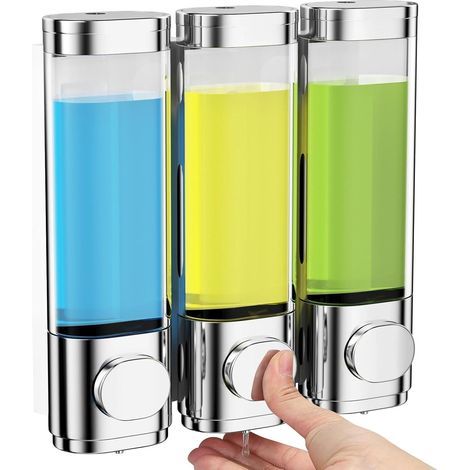 Distributeur de savon, shampoing, distributeur de savon mural, distributeur de savon liquide mural, lot de 3 distributeurs muraux de shampoing, distributeur de gel douche (1/5)