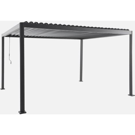 Pergola bioclimatica con piedini arrotondati in alluminio e acciaio e lamelle orientabili, 3x3 m