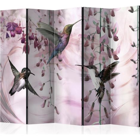 Paravent 5 Volets "Flying Hummingbirds Pink" 172x225cm (1/2)