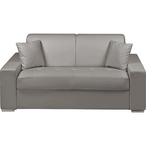 Canapé 2 places convertible express en simili - Gris - Couchage 120 cm - Matelas 18 cm EMIR (1/3)